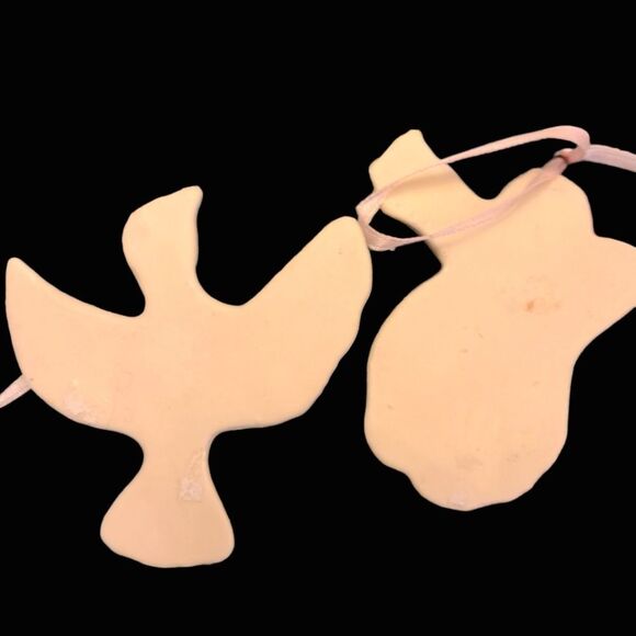 Vintage Tree Ornaments Porcelain Angel Dove Set of Two - Picture 5 of 8